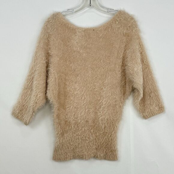 Bebe Women’s Cream Sweater Y2k Fuzzy Bebe Sweaters Small - Picture 2 of 16